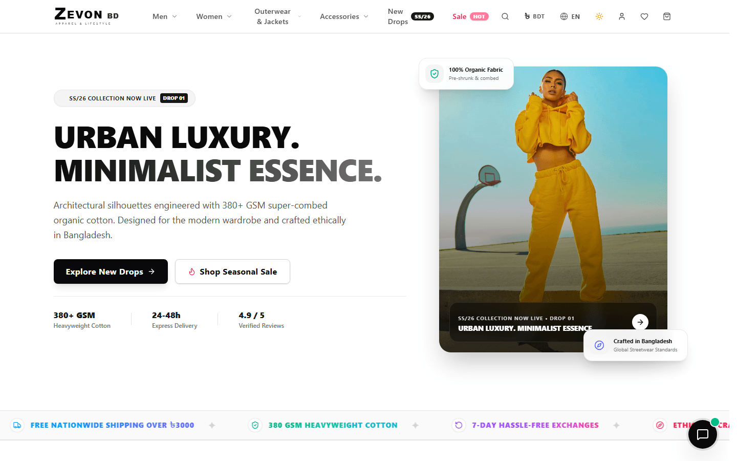 ZEVON — Architectural Streetwear E-Commerce Platform & Admin Dashboard project screenshot 1